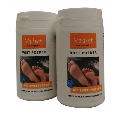 Vadret voetpoeder stopt zweetvoeten & transpiratie ( 2 stuks ) Vadret voetpoeder stopt zweetvoeten & transpiratie ( 2 stuks )